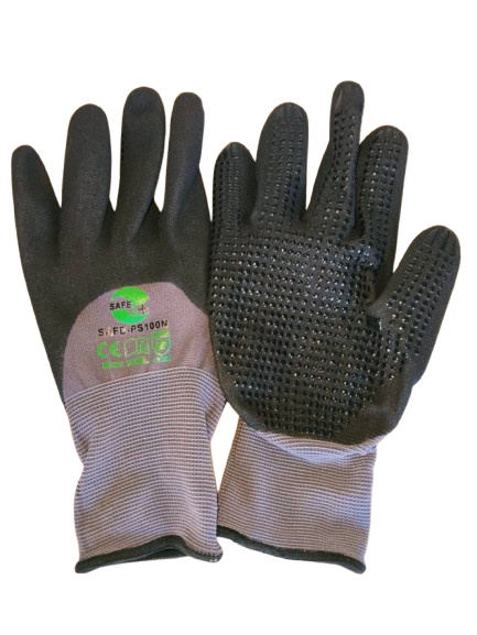 Nitrile coated gloves with dots SAFE-PS100 N – SAFETY+